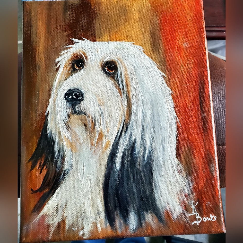 Original Oil Painting  8x10 Bearded Collie